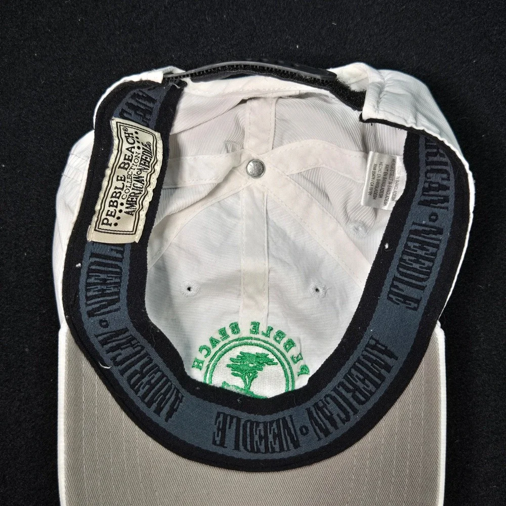 Pebble Beach American Needle Adjustable Golf Cap White California Republic Logo